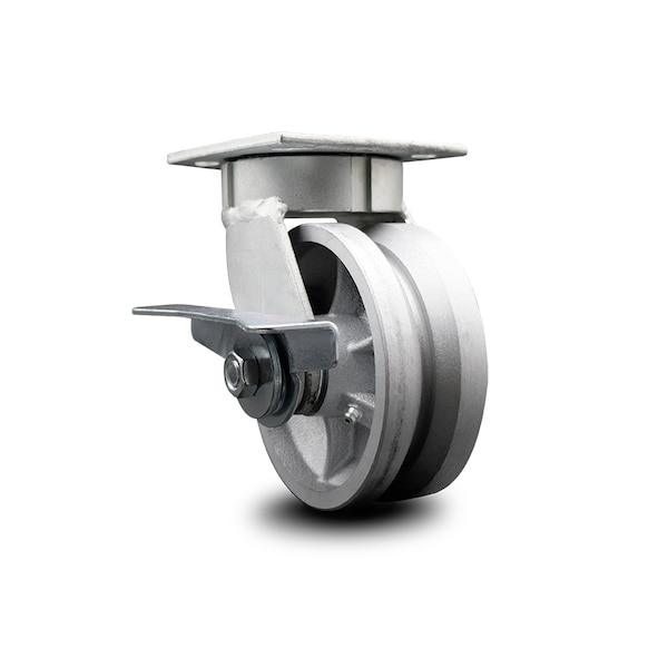 5 Inch Kingpinless V Groove Semi Steel Wheel Swivel Caster with Brake SCC